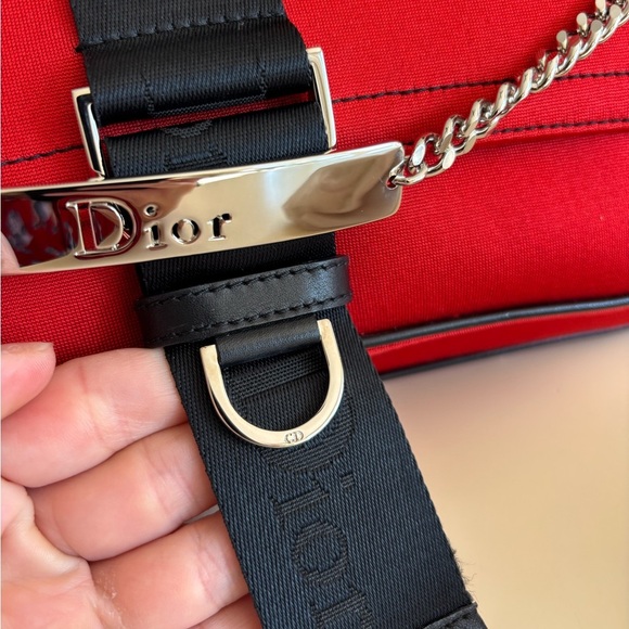 Vintage Rare CHRISTIAN DIOR Rouge Red Black Fabric Hardcore Shoulder Bag - Picture 11 of 16